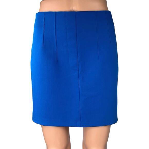 Zara Women's Blue High Waisted Career Pleated Mini Pencil Skirt Size S - Picture 1 of 5